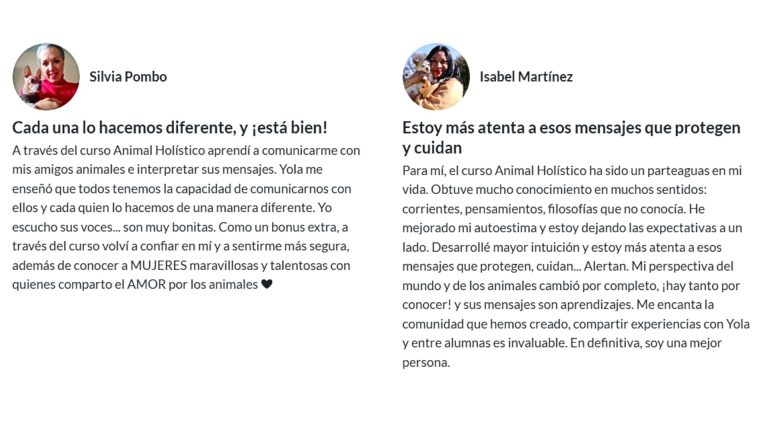 3 opiniones curso online Comunicacion Intuitiva con Animales Avanzado Yolanda Caballero