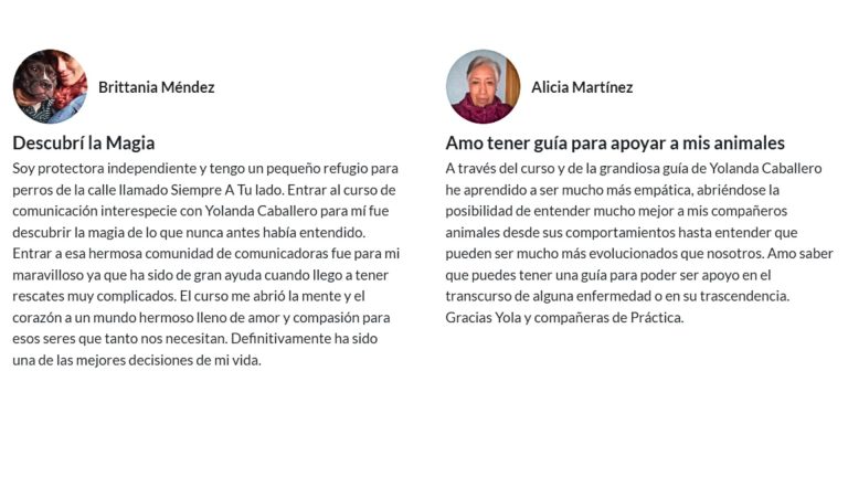 4 opiniones curso online Comunicacion Intuitiva con Animales Avanzado Yolanda Caballero