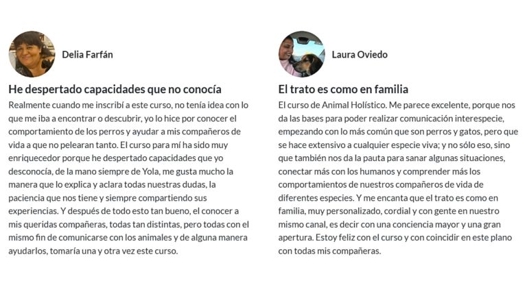5 opiniones curso online Comunicacion Intuitiva con Animales Avanzado Yolanda Caballero