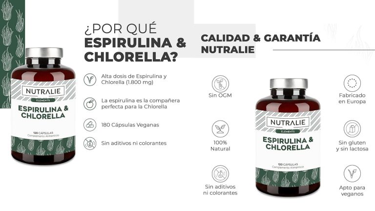Espirulina y Chlorella 1800mg Detox Energia Fuerza Vegana